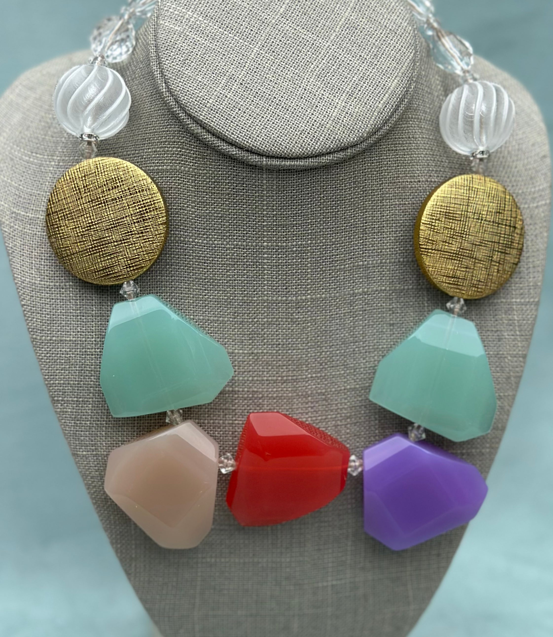 Abstract Pastels with Gold Disc and Frosted Spheres