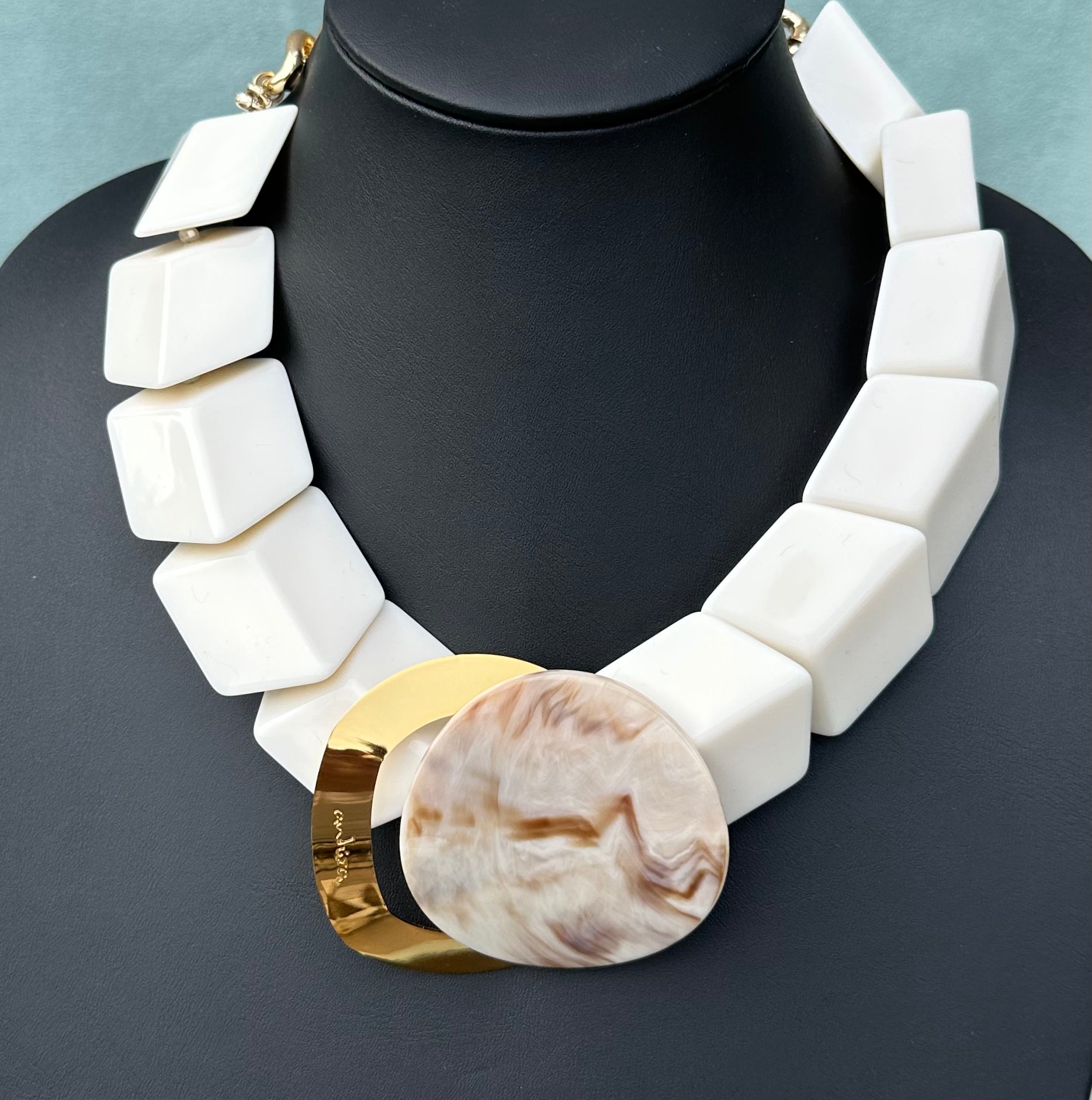 Cream and Bone Resin with Geo Blocks