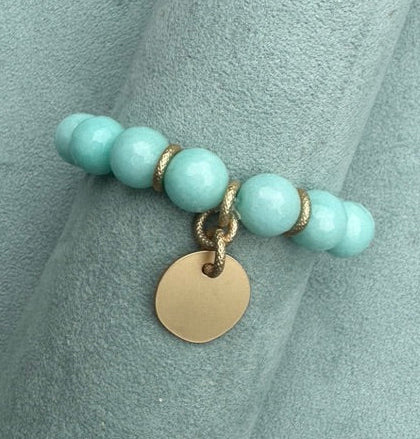 Agate Bead w/ Disc Charm Stretch