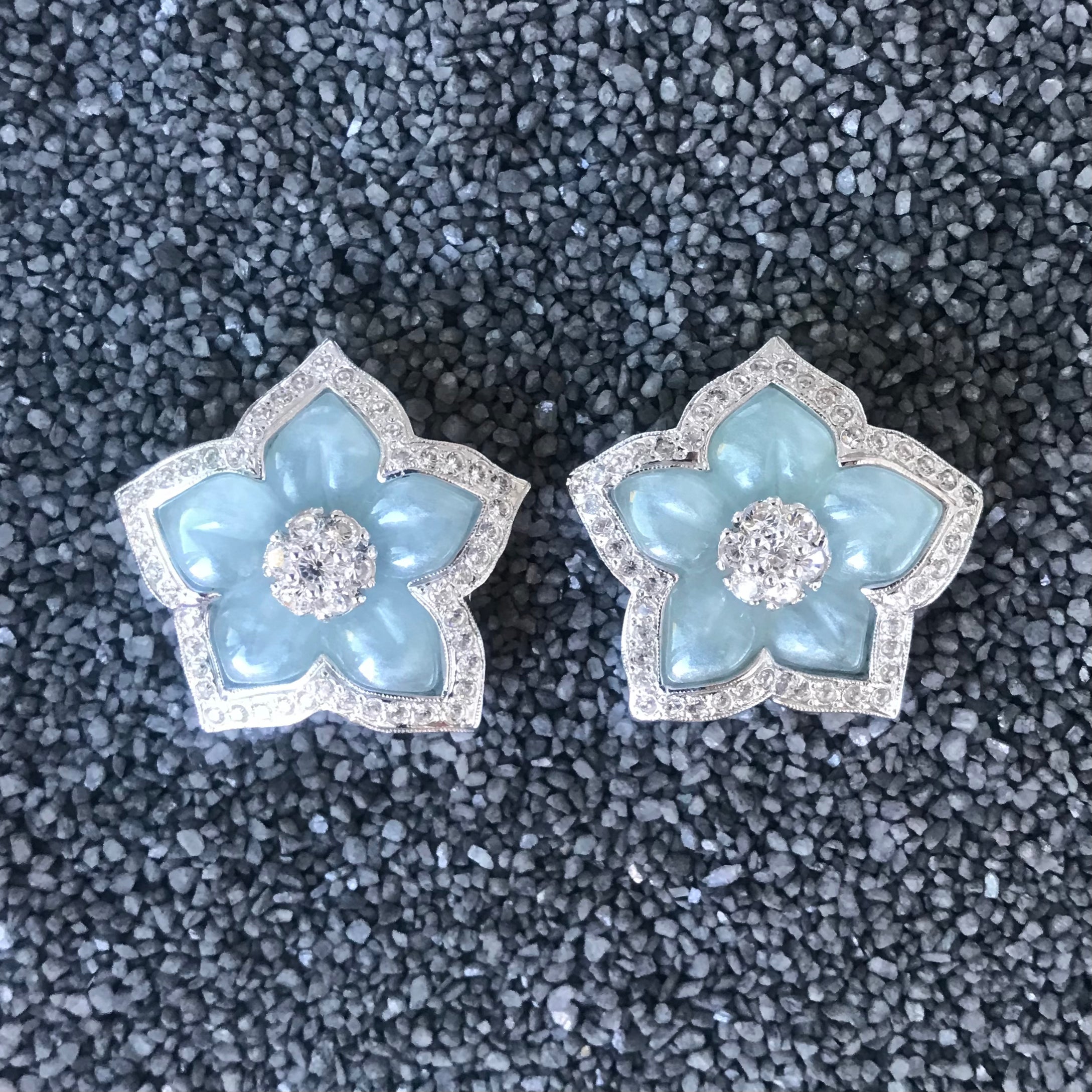 Silver CZ and Grey Flower