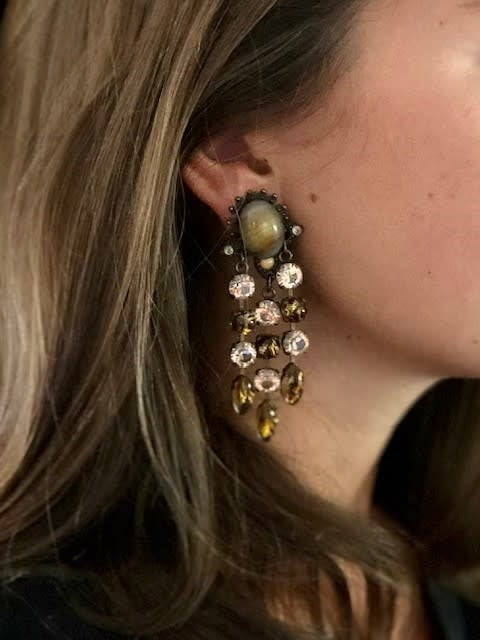 Copper And Beige Drop Earrings