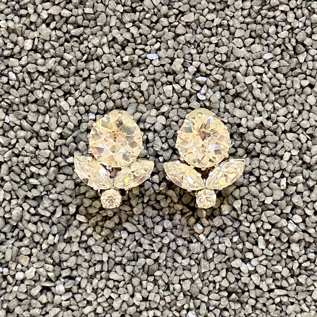 Flower Antique Gold Crystal Clip