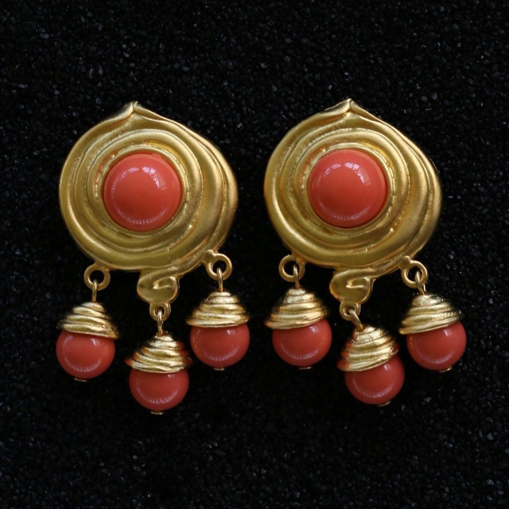 Swirl & Droplets Coral & Gold