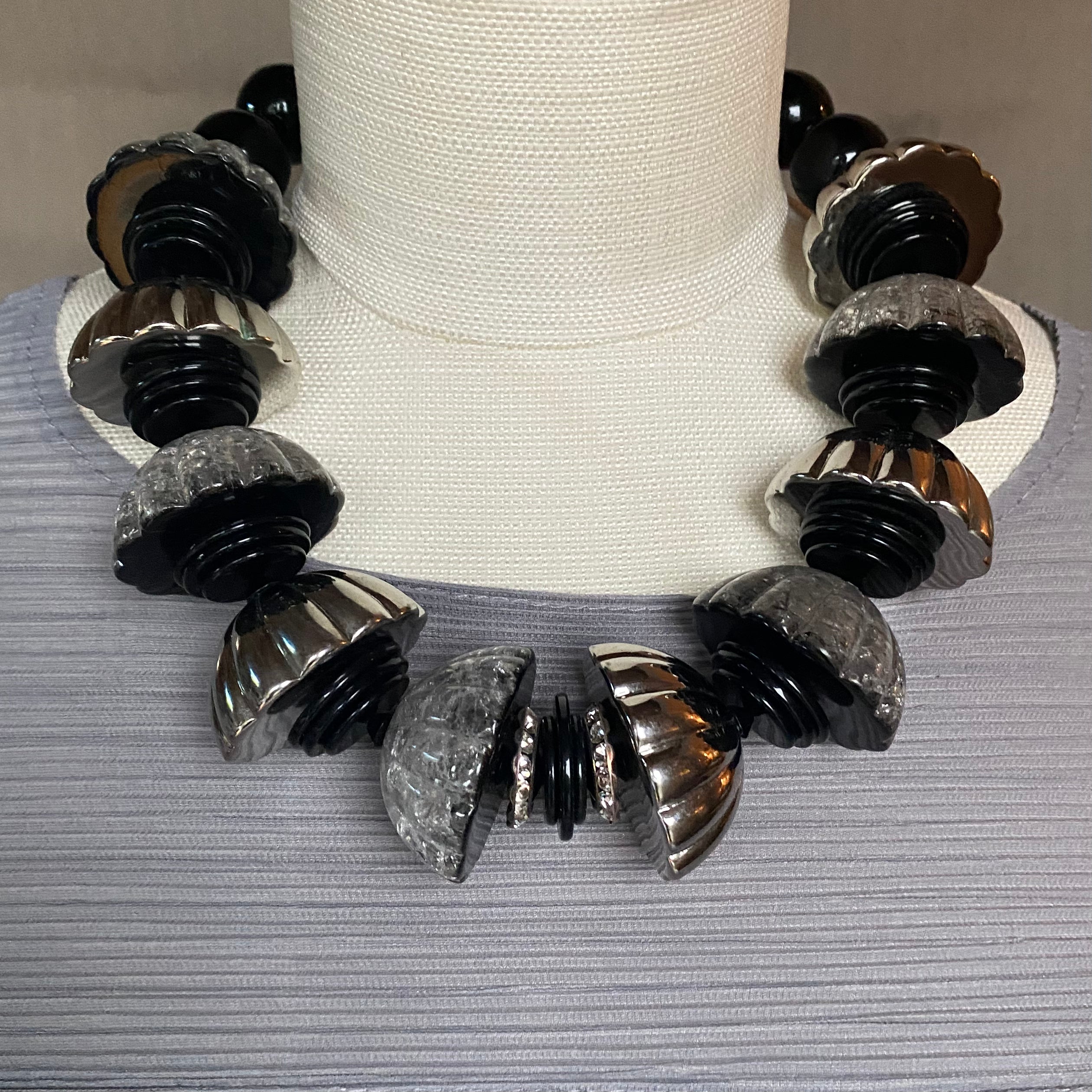 Black Discs and Balls Silver Clear Umbrellas