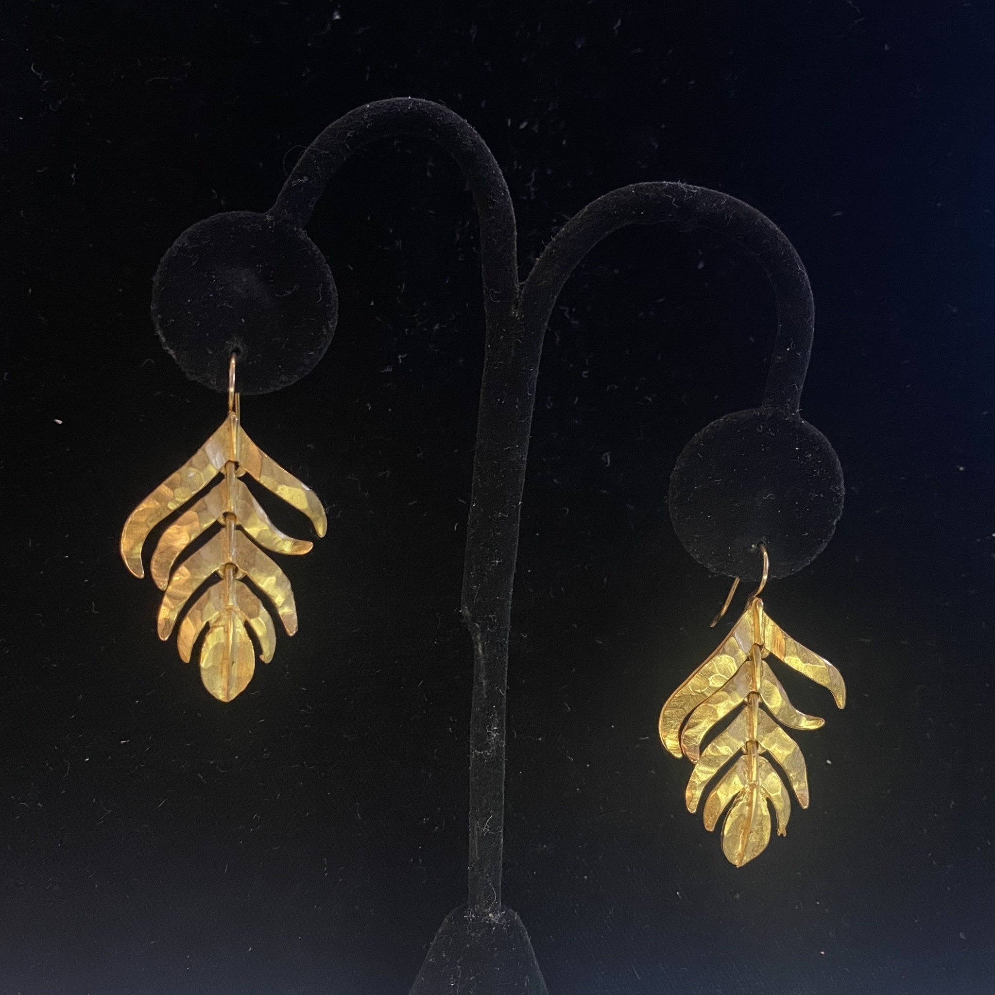 Satin Gold Feather Fishhook Earring