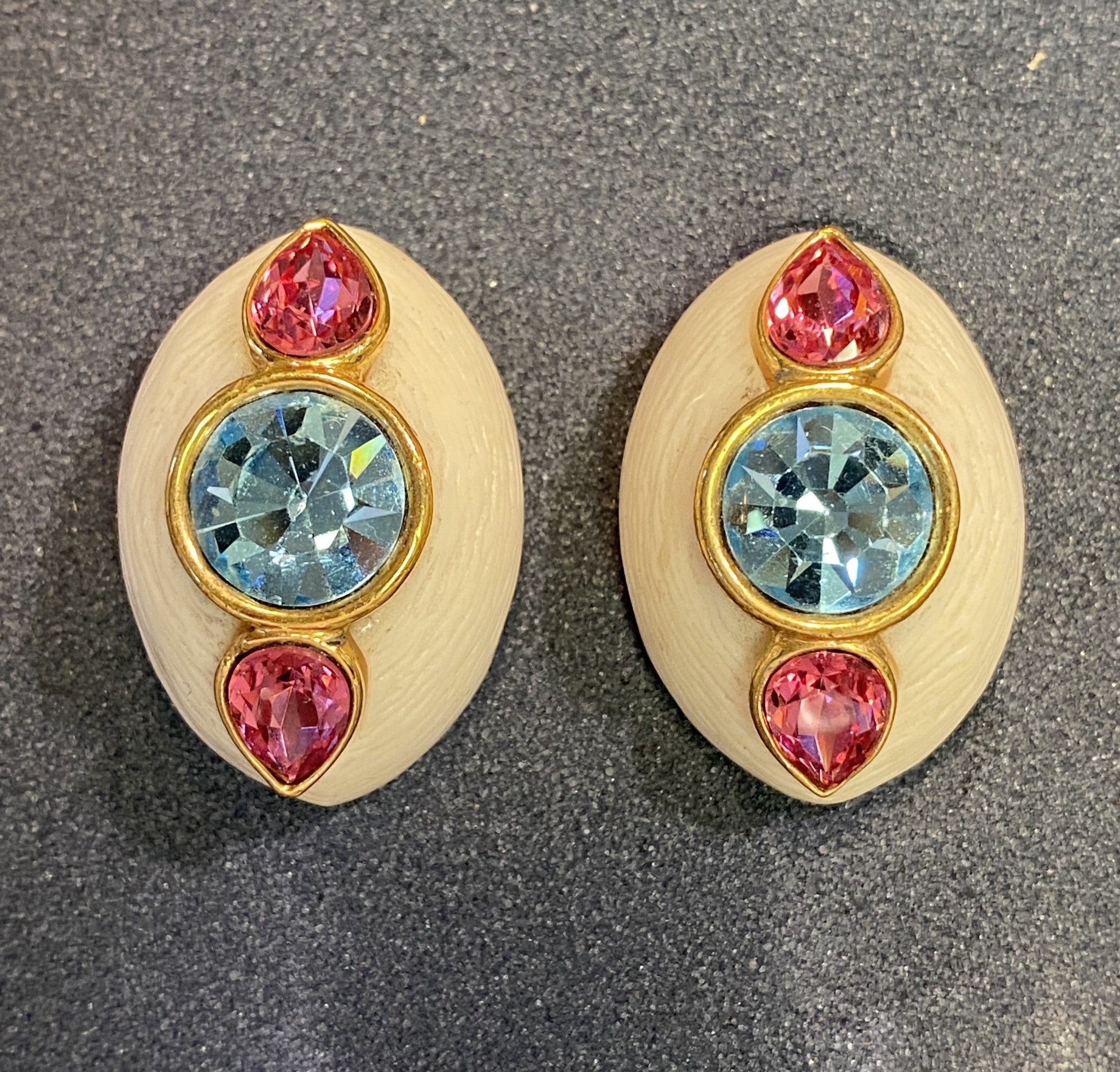 White, Pink And Blue Clip Earring