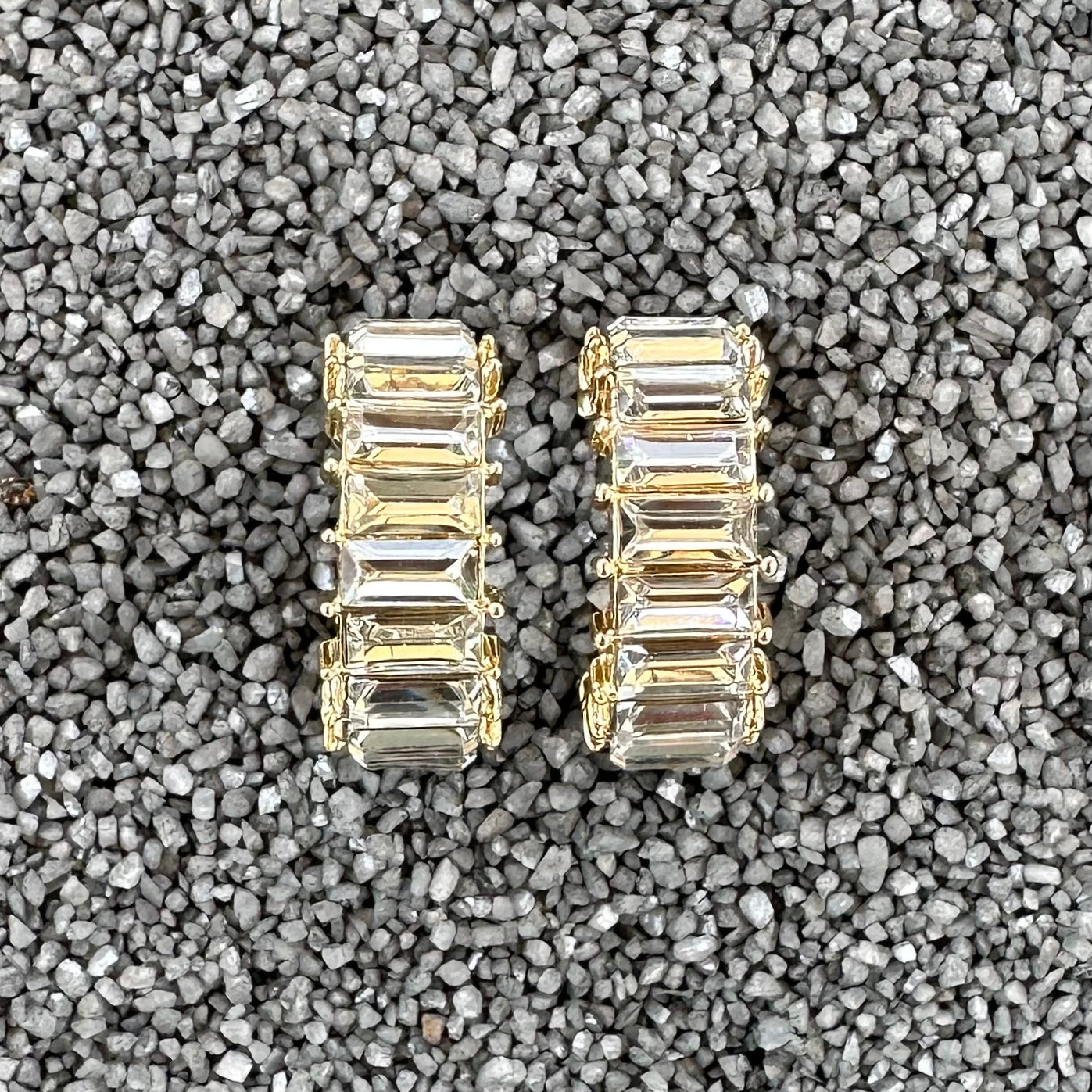 1" Hoop with Rectangle Crystals