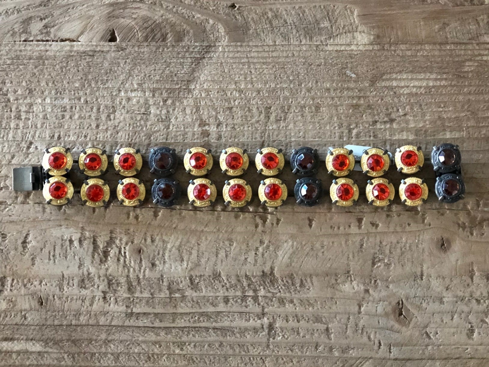 Gold Bronze Orange And Red Stones Bracelet