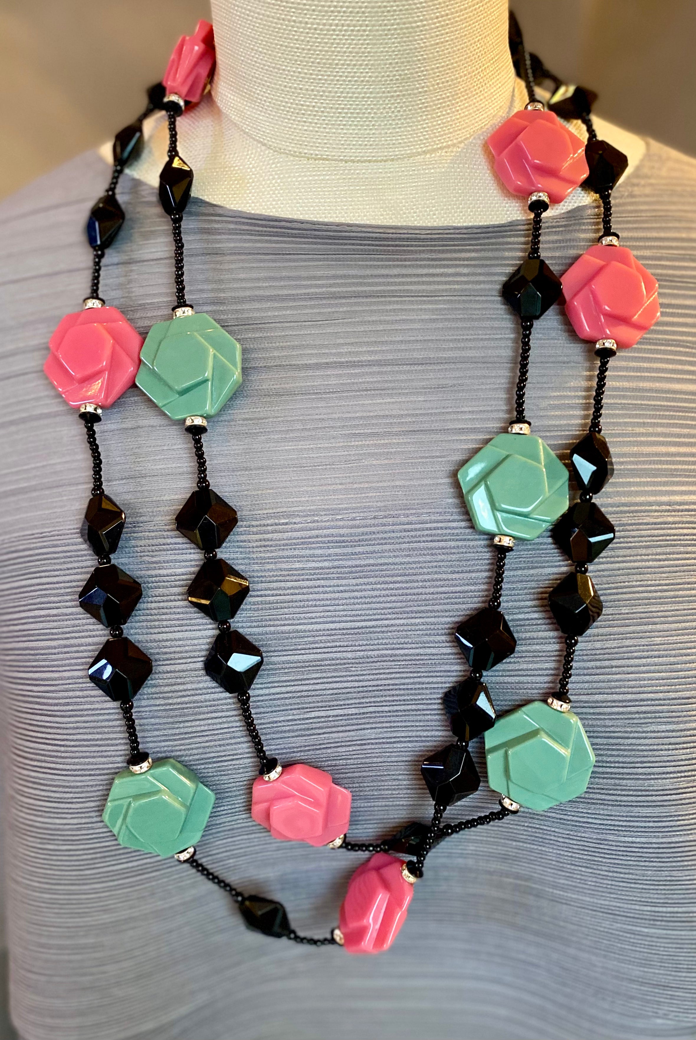 Picasso/Long Pendant Pink Green