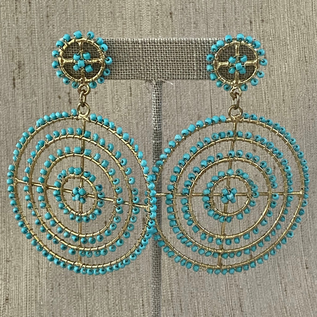 3'' Beads Drop Earrings Turquoise