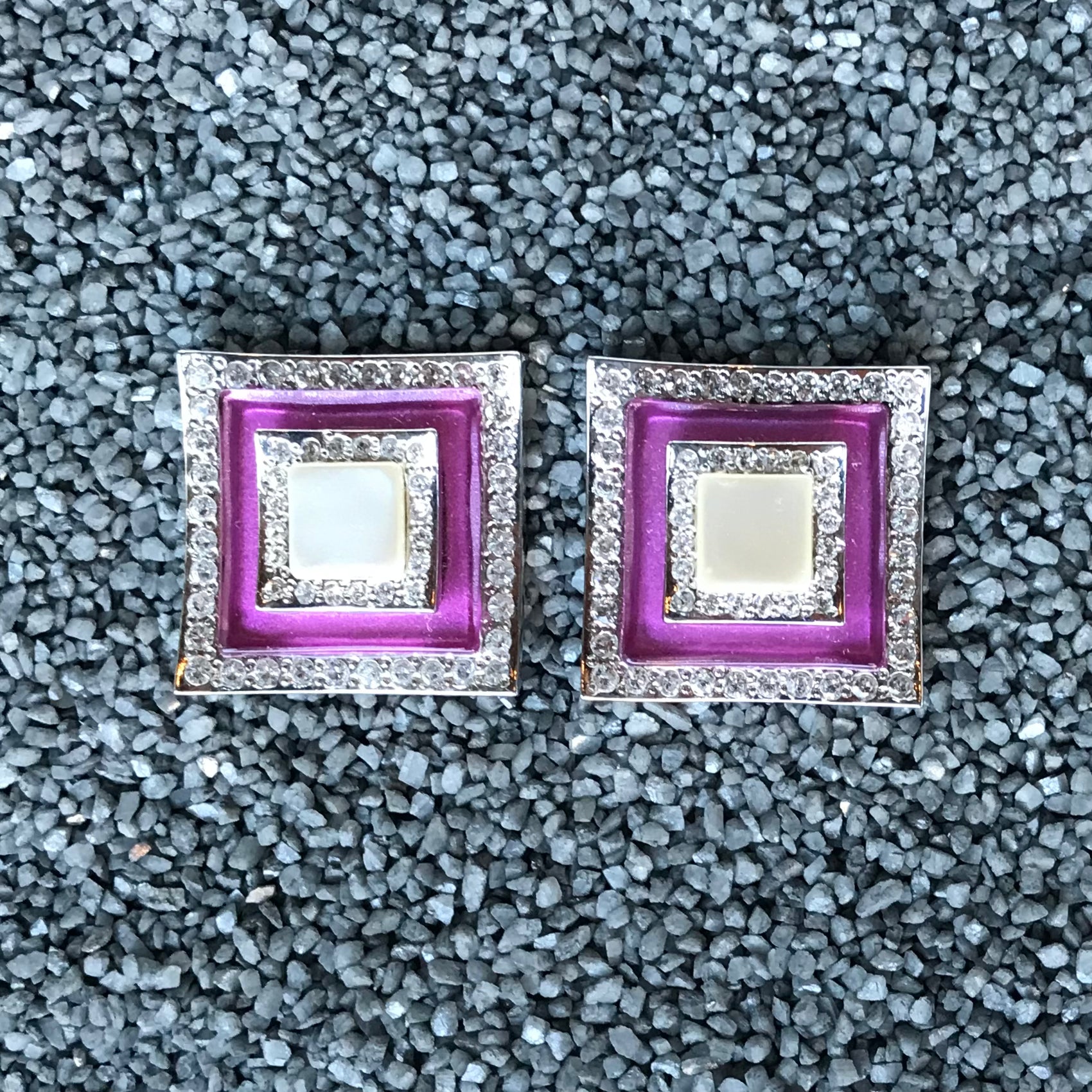 Square on Square Grey Pink Silver