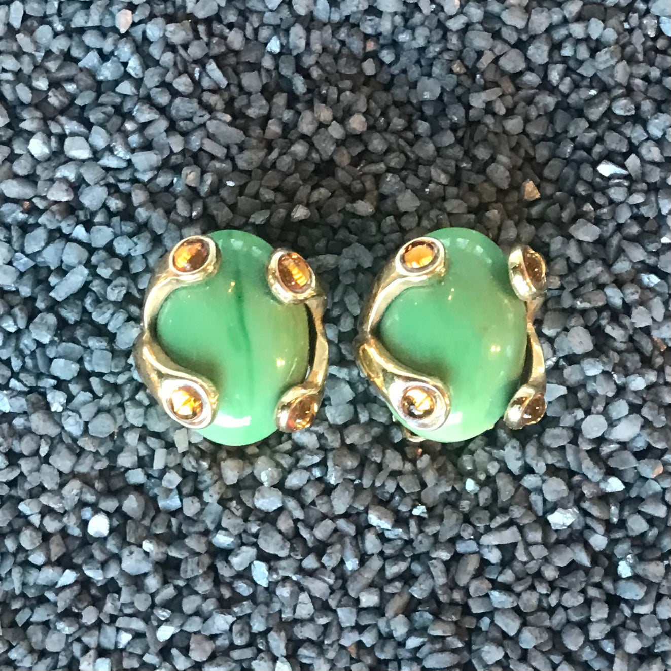 Green with Gold Dots