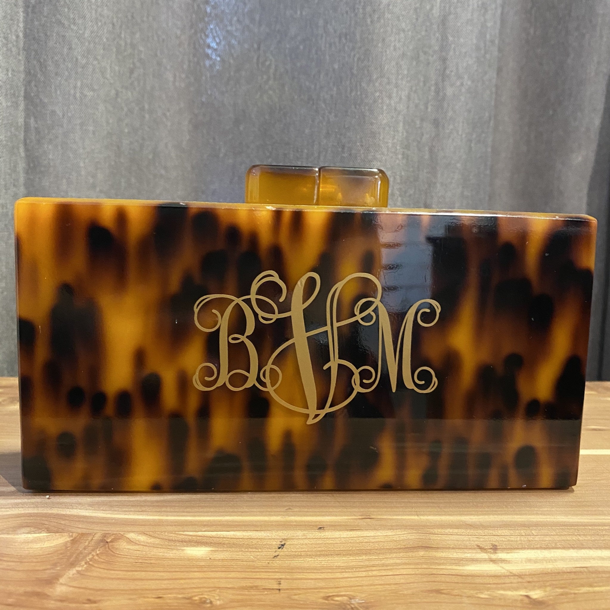 Tortoise Clutch with Monogram