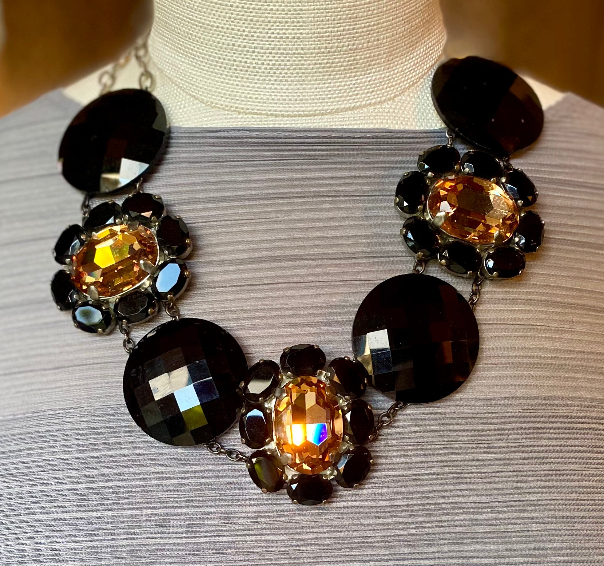 Black Topaz Facetted Flower