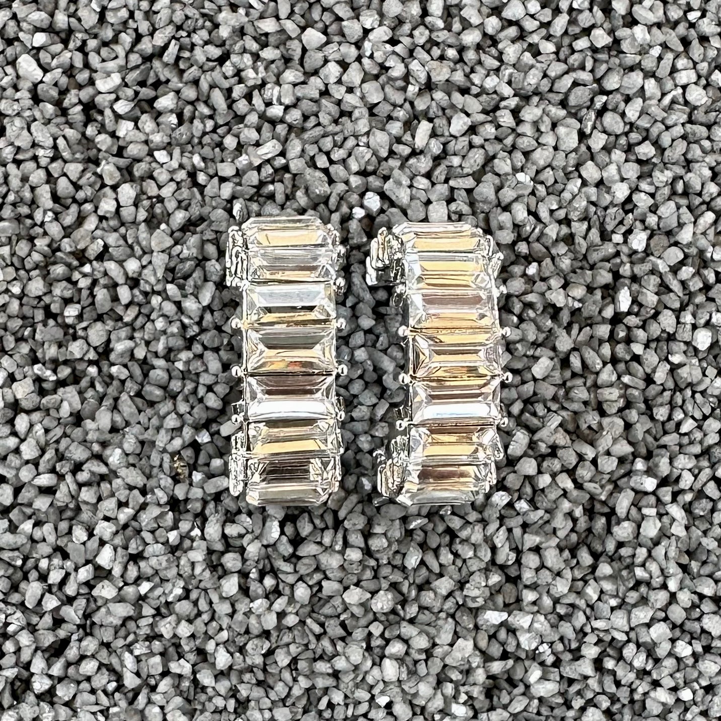 1" Hoop with Rectangle Crystals