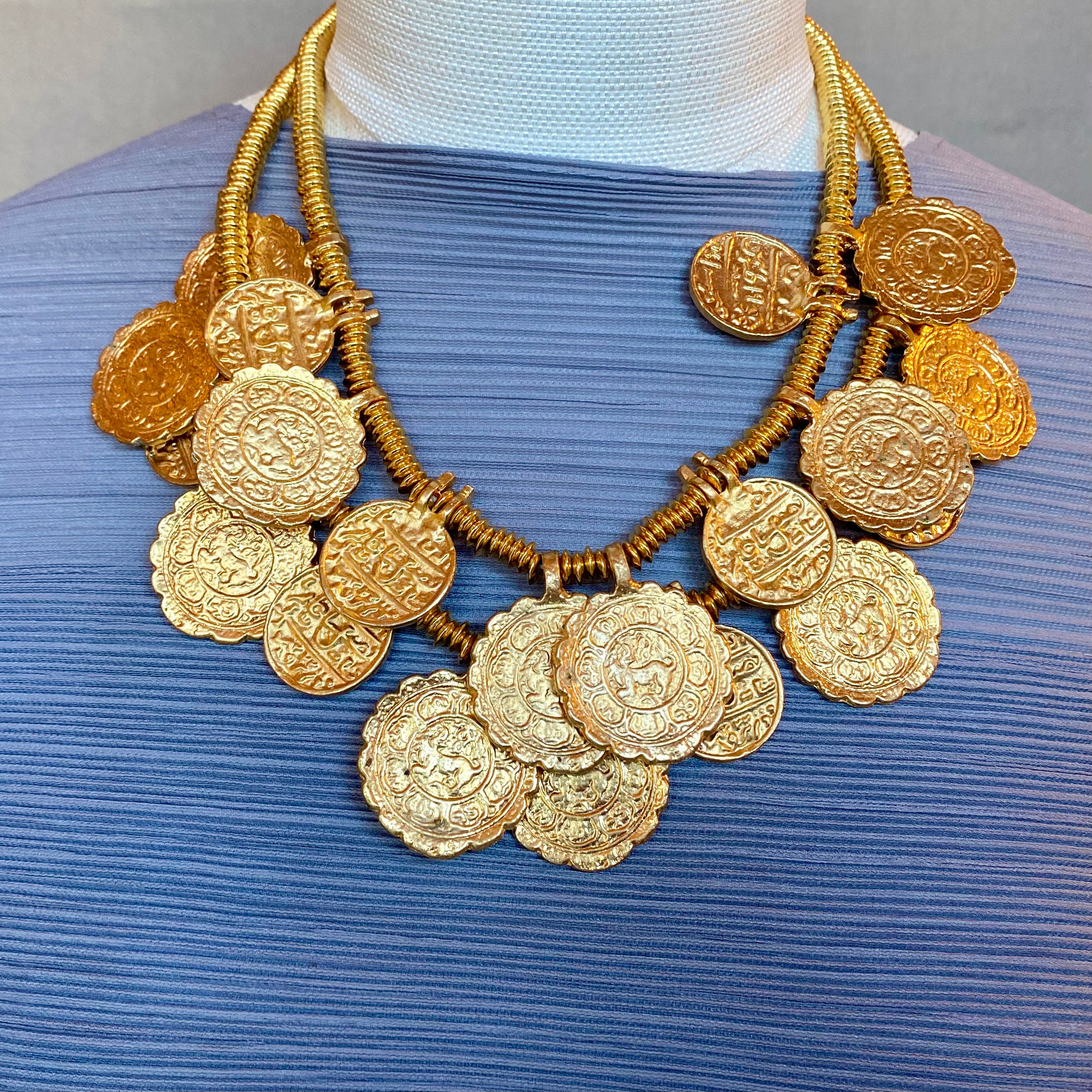 2Row Satin Gold Coin Drops