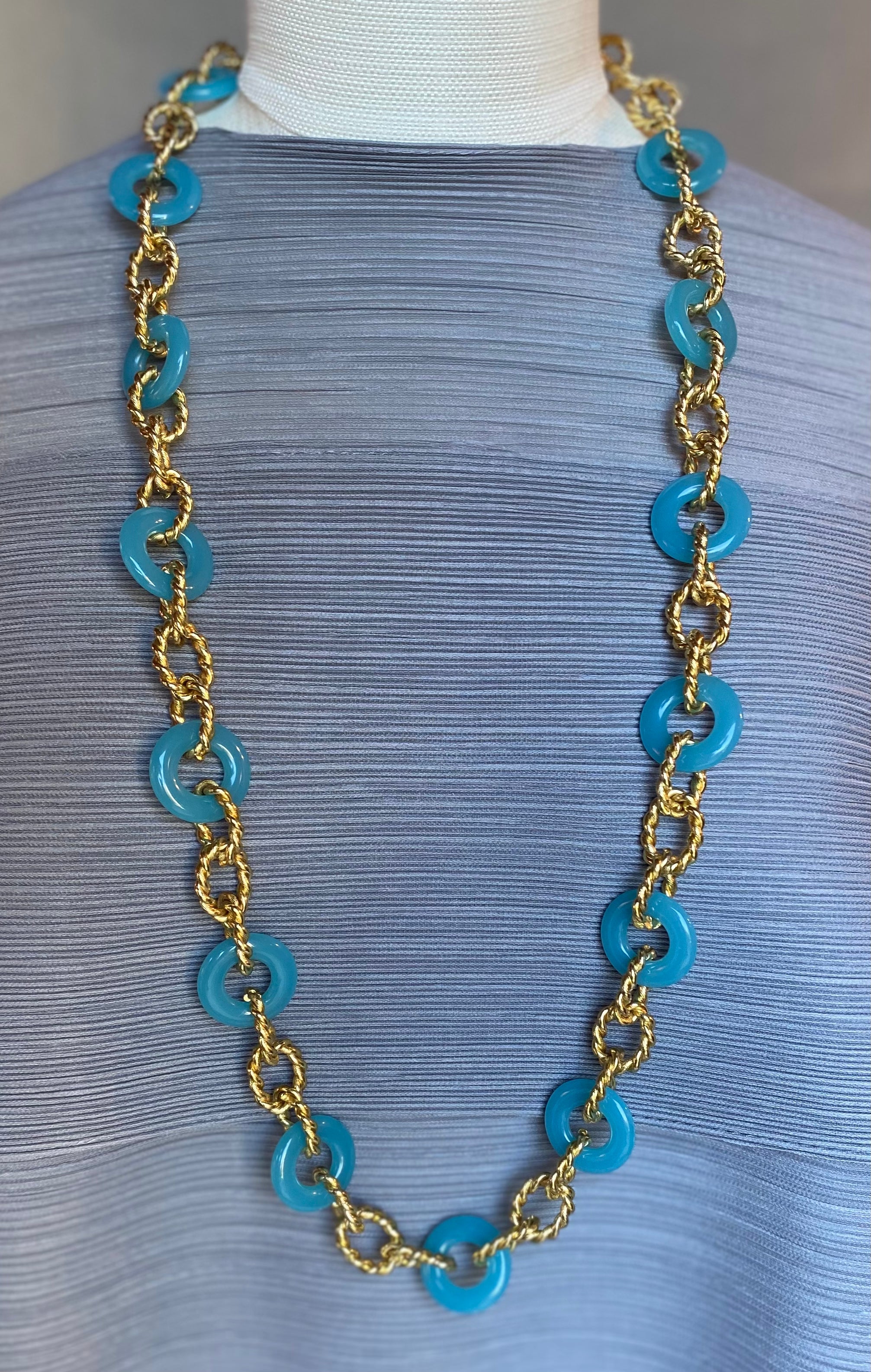 Knotted Gold Chain w Colored Links