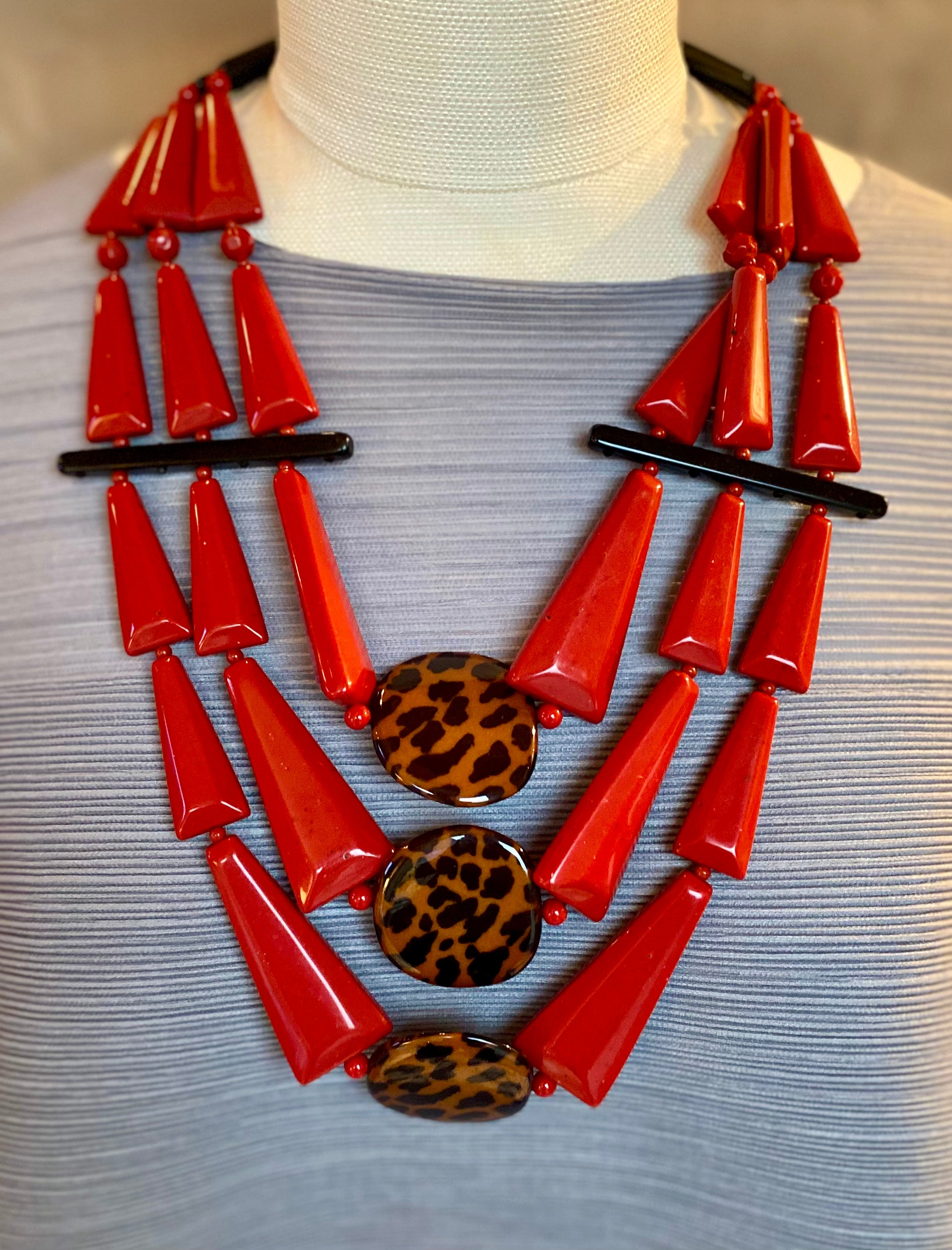 Long Red w Cheetah Discs