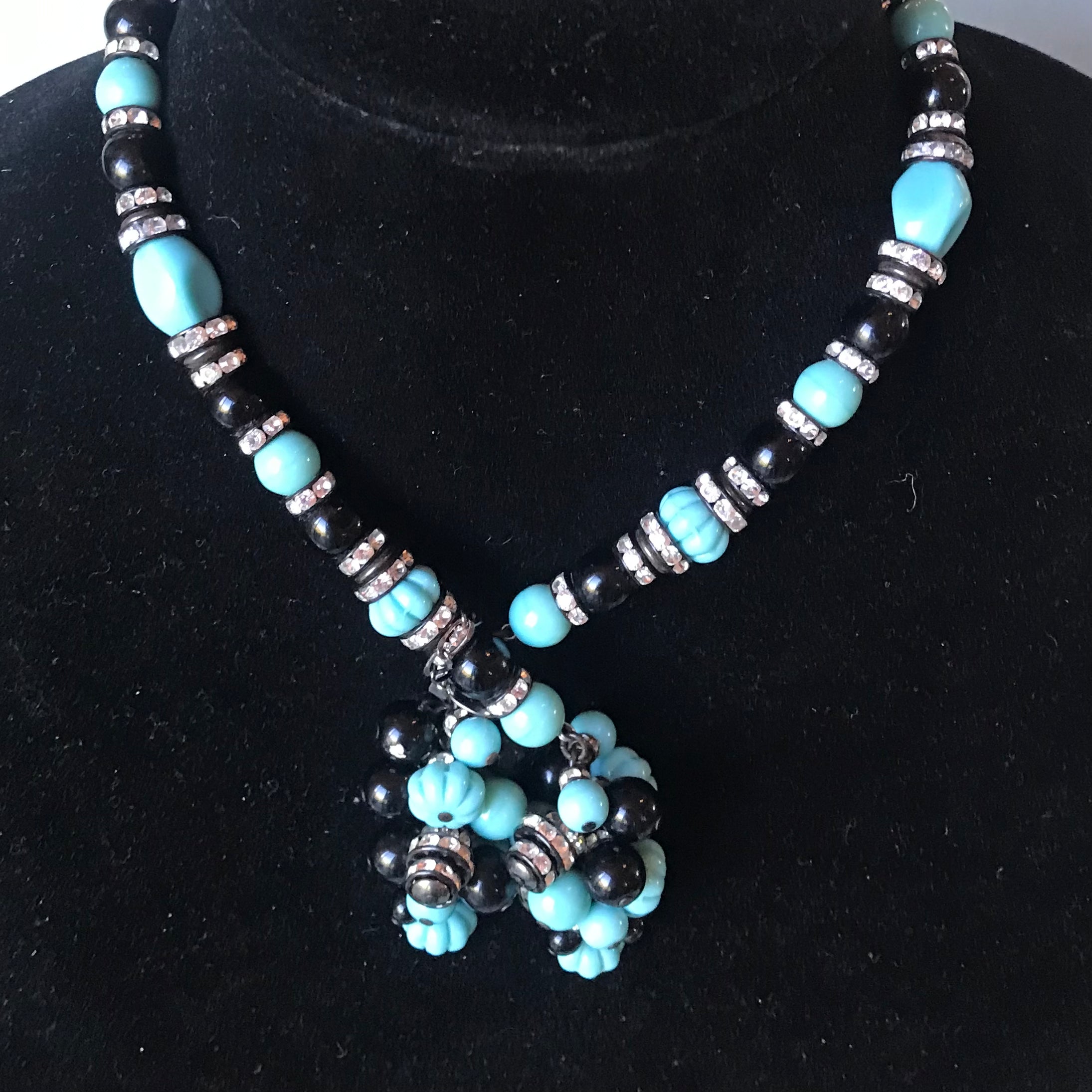 Patricia Turquoise Black Tie