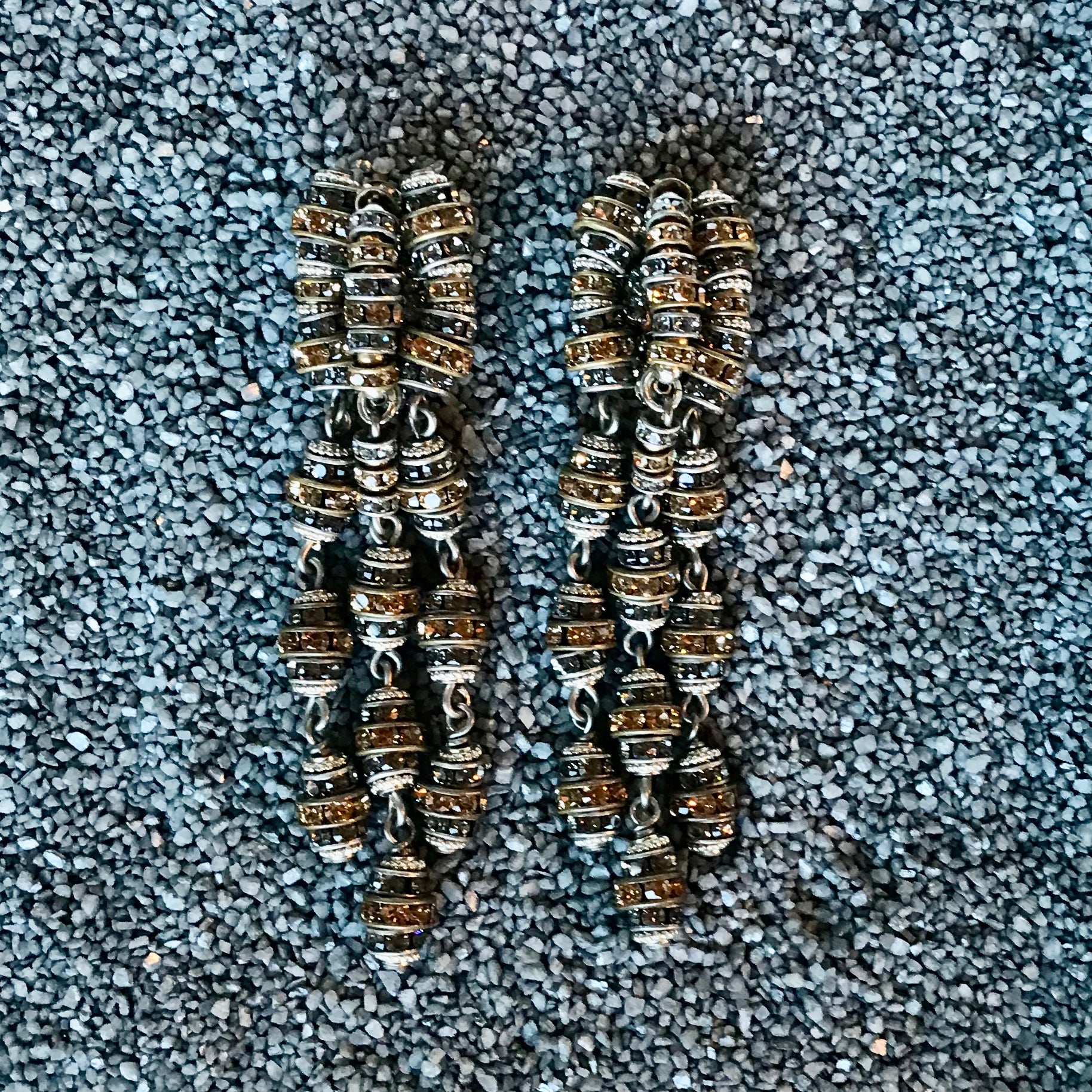 Billy Long Earring Antique Gold Crystal