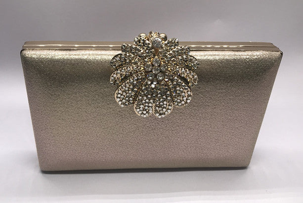 Velvet w Floral Rhinestone Clasp Gold