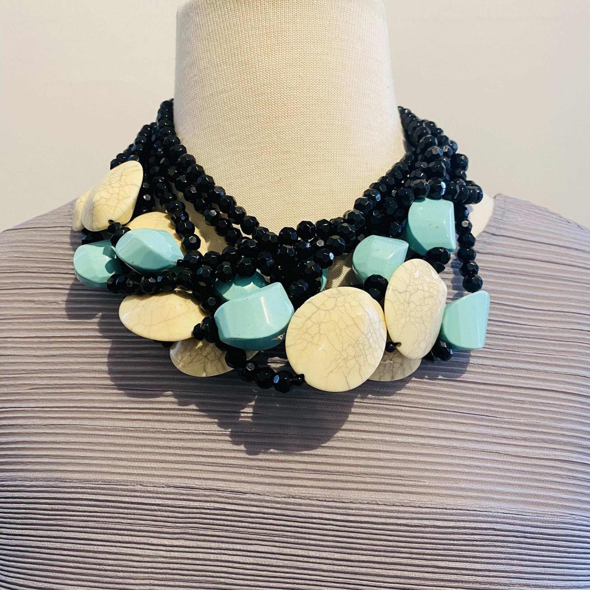 Black, Cream And Turquoise