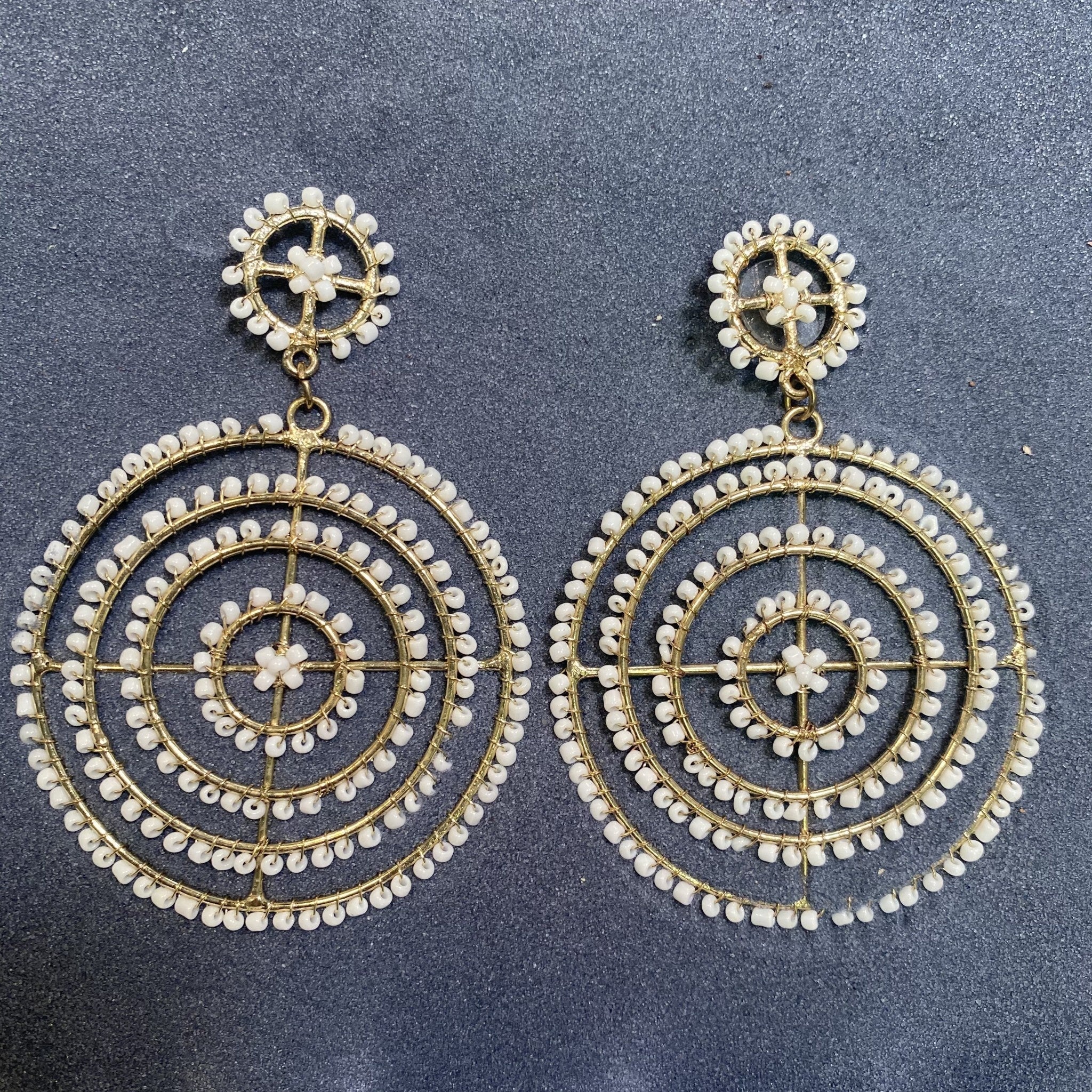 3" Beads Drop Pierced Earrings