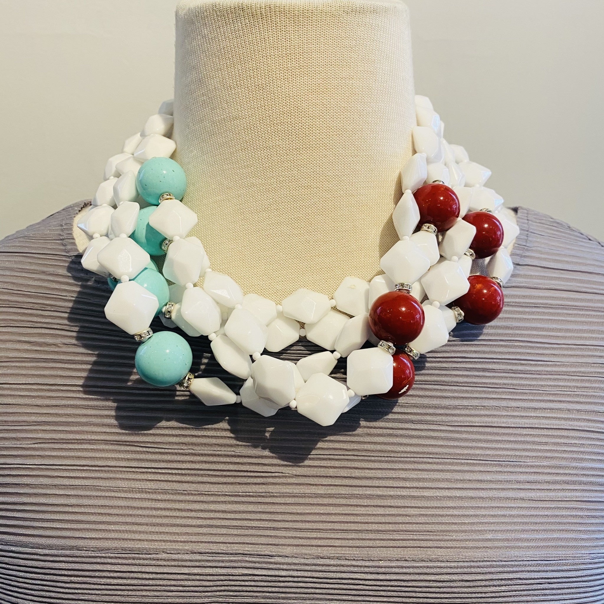White W/ Red & Turquoise