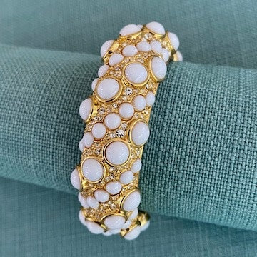 Gold W/ White And Rhinestone