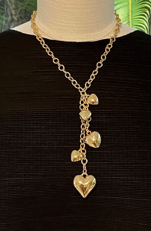 18” Polished Gold 4.5" Drop Heart