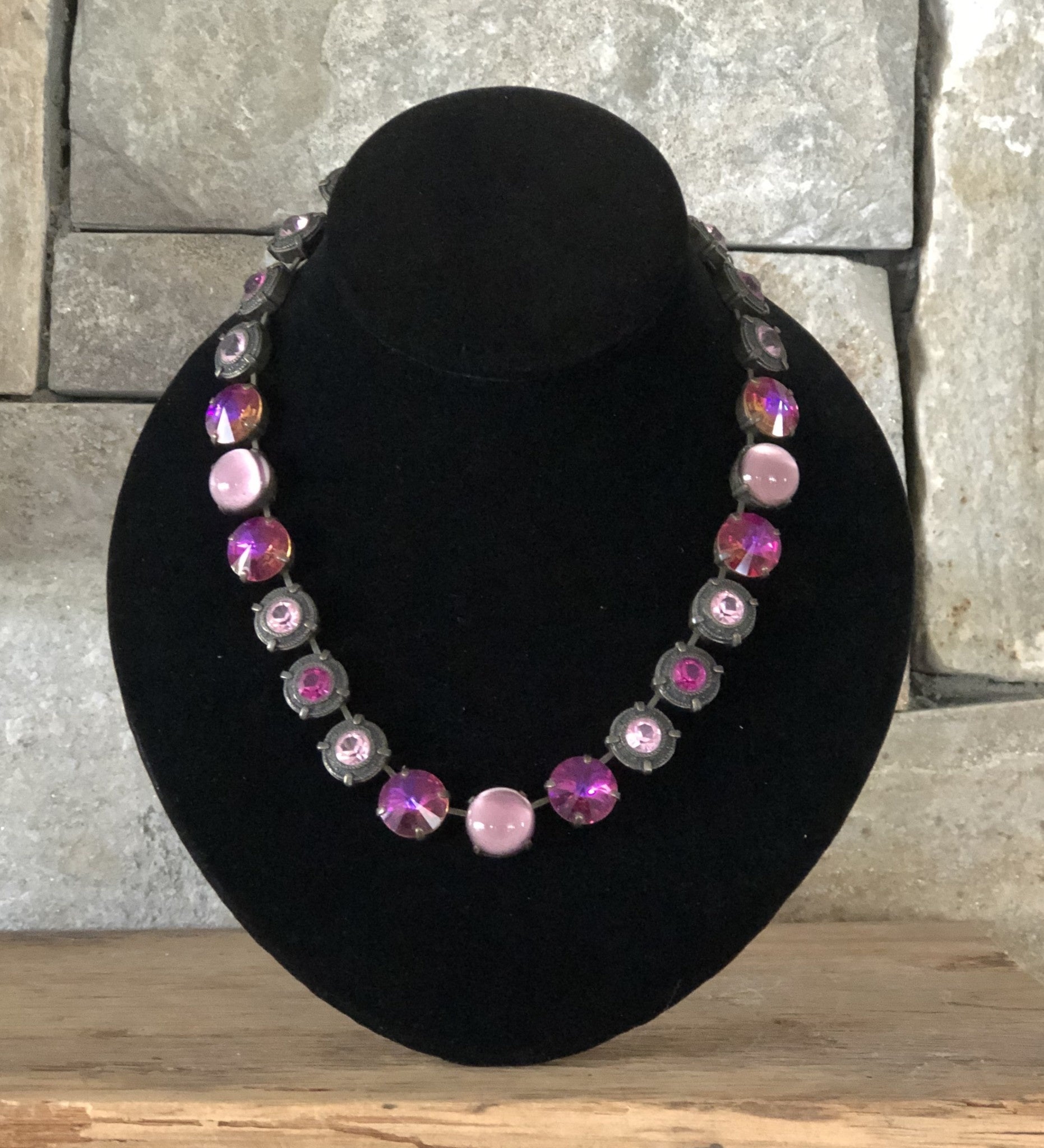 Purple, Pink Crystals In Bronze