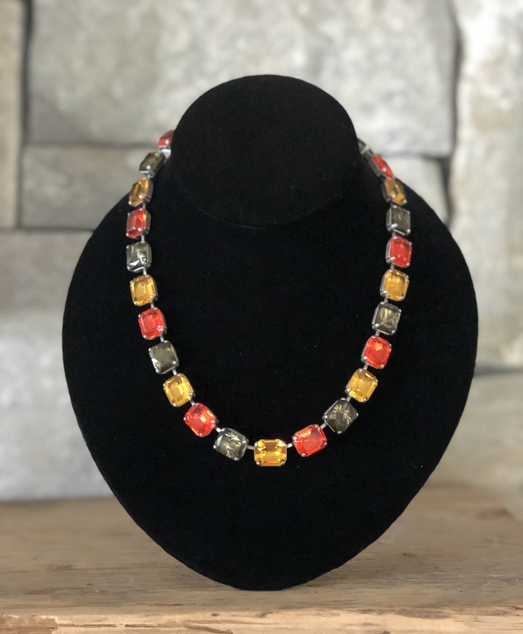 Antique Silver W/Topaz and Orange Necklace