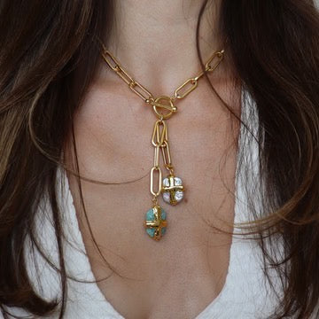 Gold Chain Link w/ Nugget Pearl