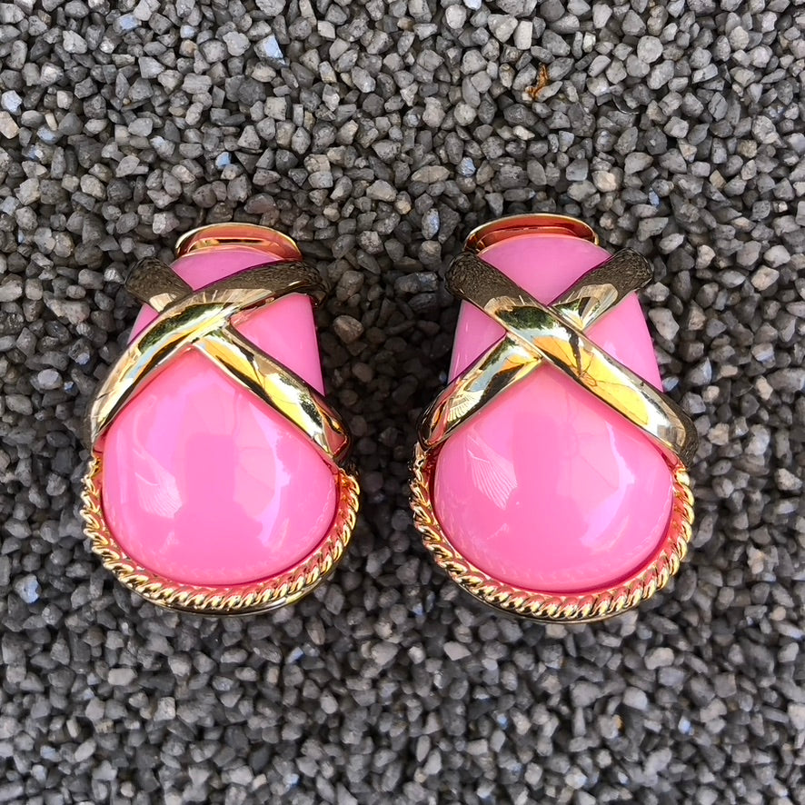 Gold Rope with Colors Clip Earring