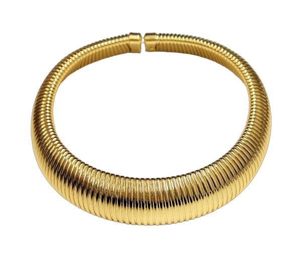 Ribbed Gold Choker Necklace