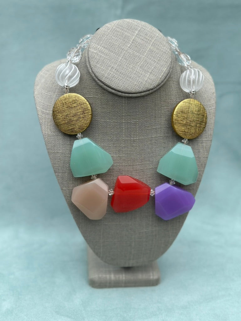 Abstract Pastels with Gold Disc and Frosted Spheres