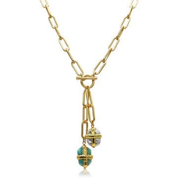 Gold Chain Link w/ Nugget Pearl