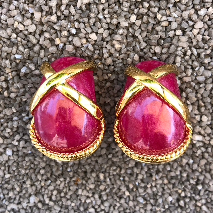 Gold Rope with Colors Clip Earring
