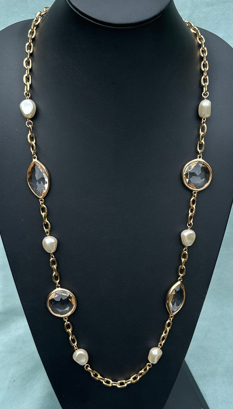 Baroque Pearl Gold Chain 36"