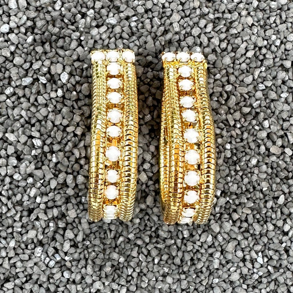 1.75" Gold with White Stones Teardrop