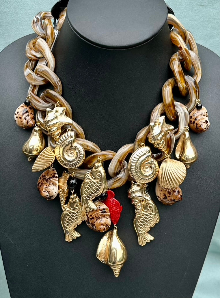 Choker with Fish and Shells on Links