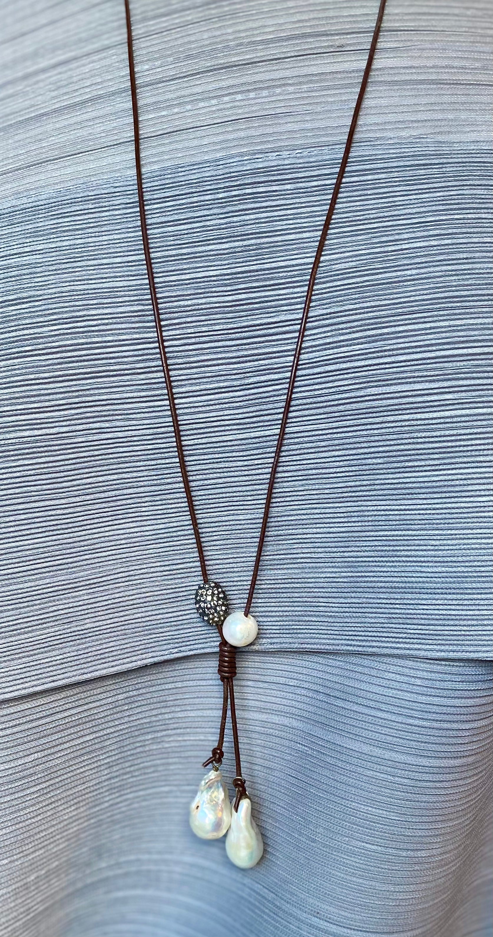 Chocolate White Baroque Pearl Long