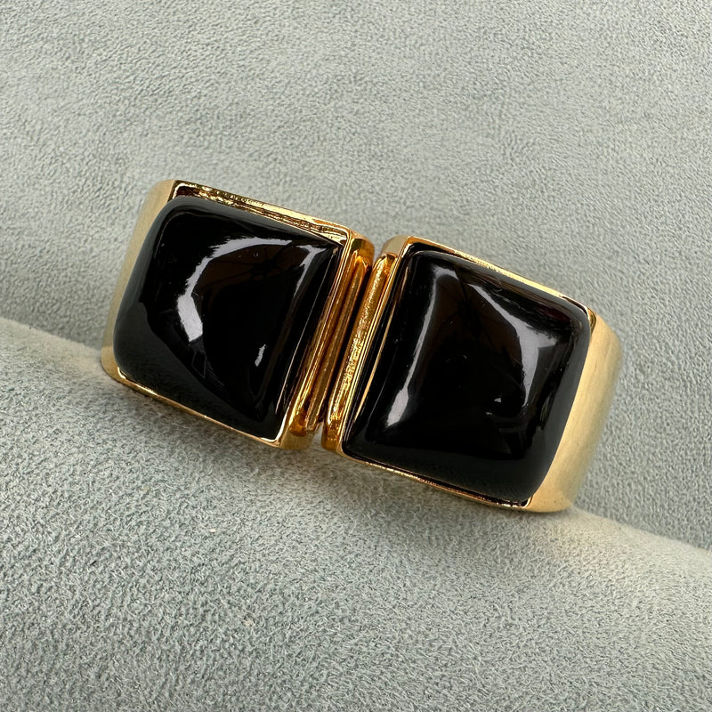 2.75" Gold with 2 Square Black Stones