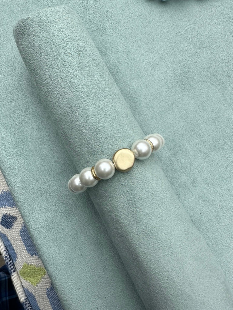 Agate Bead with Nugget Stretch Bracelet