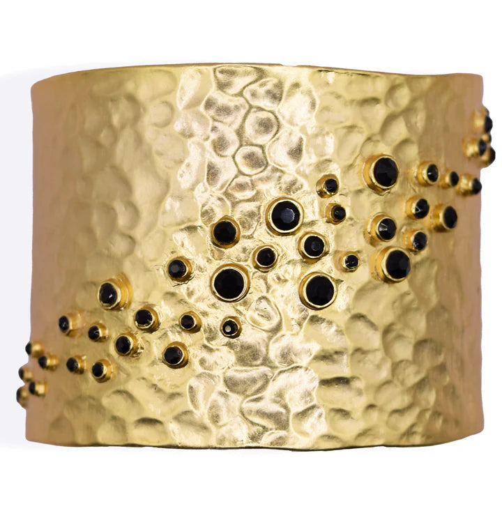 Hammered Gold with Black CZ's Bracelet