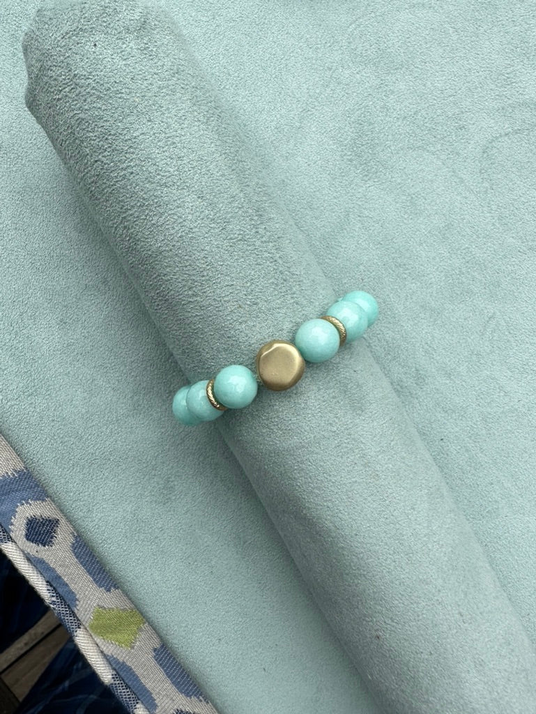 Agate Bead with Nugget Stretch Bracelet