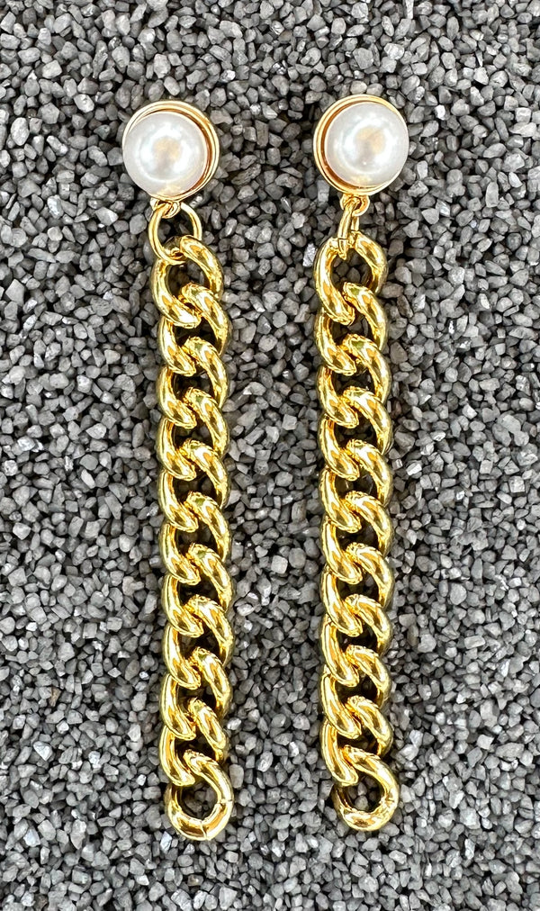 3.5" Gold Chain with Pearl Top