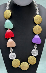 Abstract Pastels with Gold Disc and Frosted Spheres