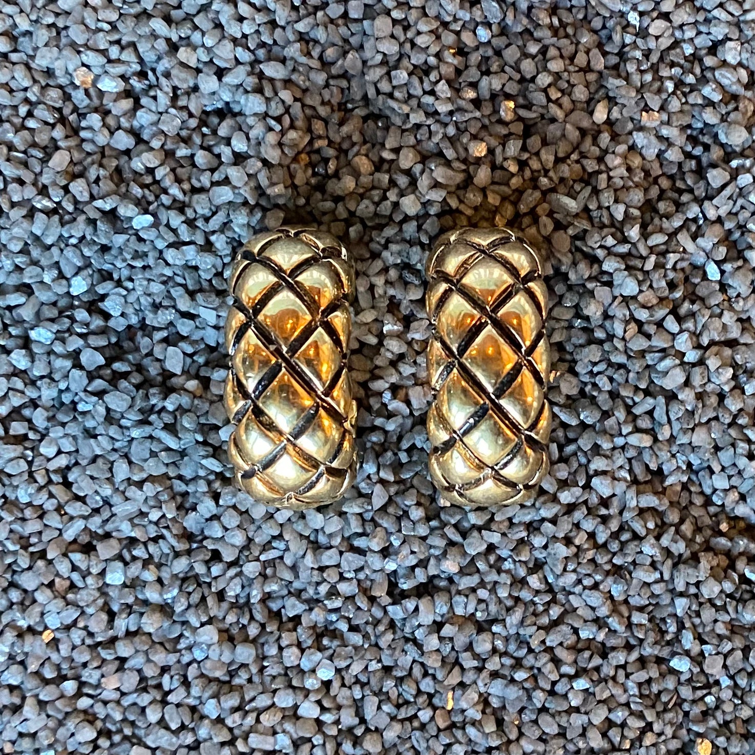 Gold Hoop with Black Hashing