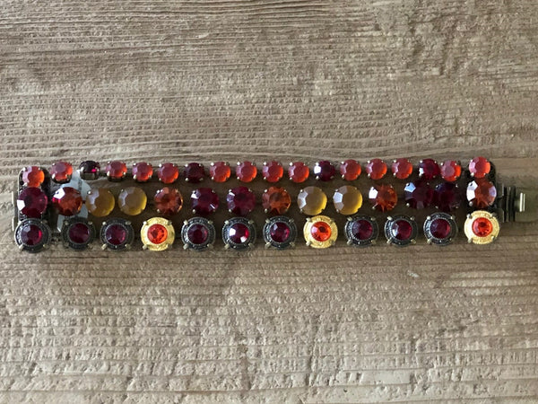 3 Tier, Red And Amber Stones Bracelet